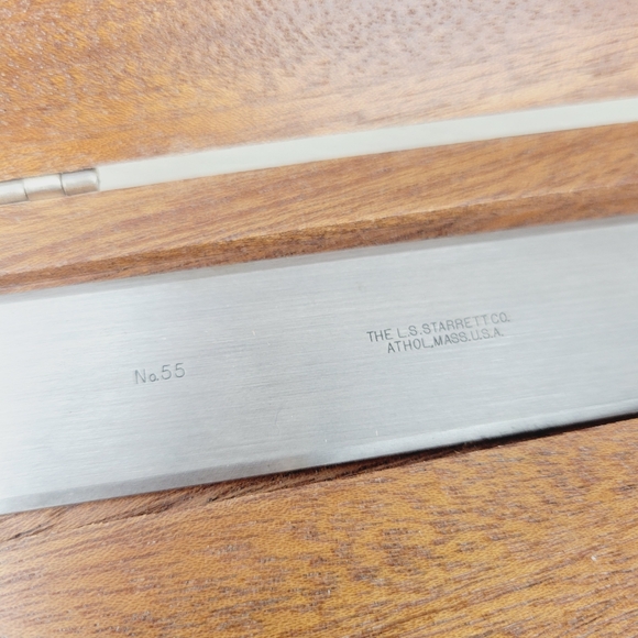 Starrett No. 55 Beveled Edge 4 1/2" Square Tool With Wooden Box Machinist - Picture 4 of 15